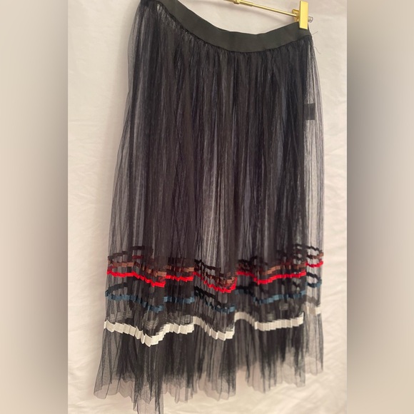 SELF Ribbon and Tulle Overlay A-Line Midi Skirt, EUC SZ L - Picture 2 of 6